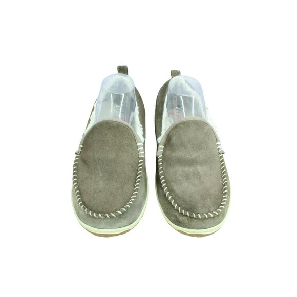 LL Bean Cement Suede Slip-On Fleece Lined Mountain Moccasin Slippers Size 9 M - Picture 5 of 9